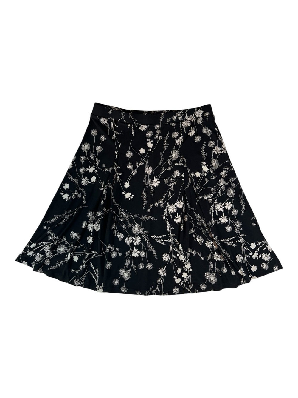 Gilli Black and White Floral A-Line Knee-Length Skirt Sz Large